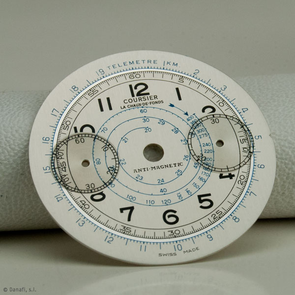 Coursier La Chaux-de-Fonds. Restauración esfera de reloj doble tono cronómetro