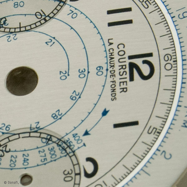 Coursier La Chaux-de-Fonds. Restauración esfera de reloj doble tono cronómetro